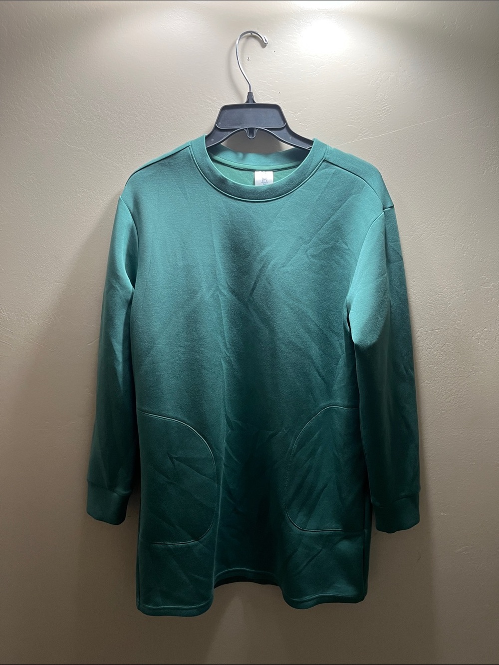 Crewneck Pocket Sweater Tunic - Teal Green
